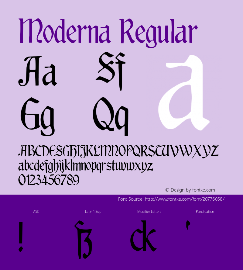 Moderna Version 1.0; 2002; initial release Font Sample