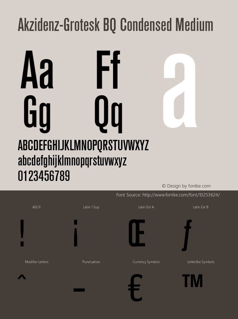 Akzidenz-Grotesk BQ Condensed Medium 001.001 Font Sample