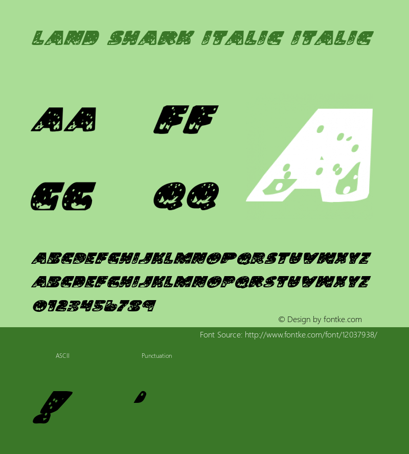 Land Shark Italic Italic Version 1.0 Font Sample