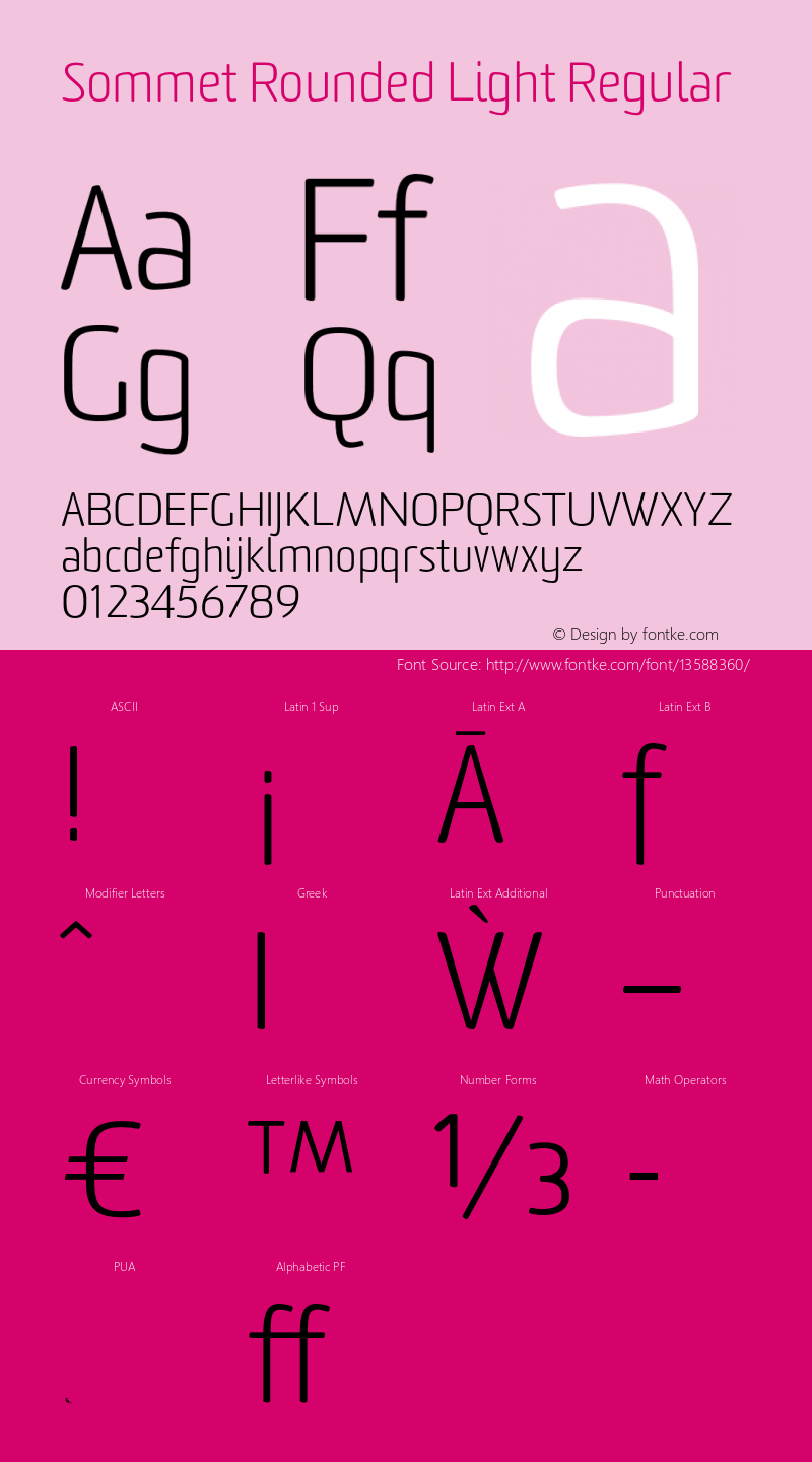 Sommet Rounded Light Regular Version 1.000 2006 initial release Font Sample