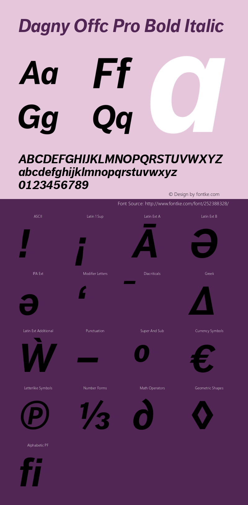 Dagny Offc Pro Bold Italic Version 7.504; 2009; Build 1021图片样张