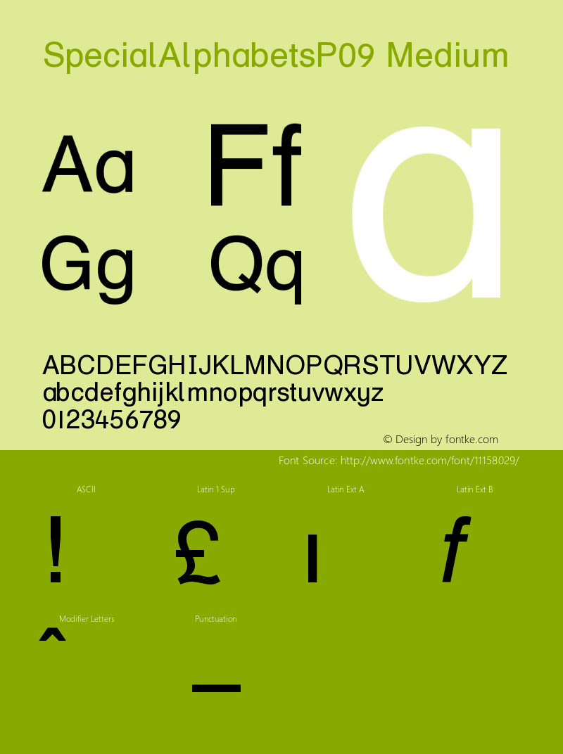 SpecialAlphabetsP09 Medium Version 001.001 Font Sample