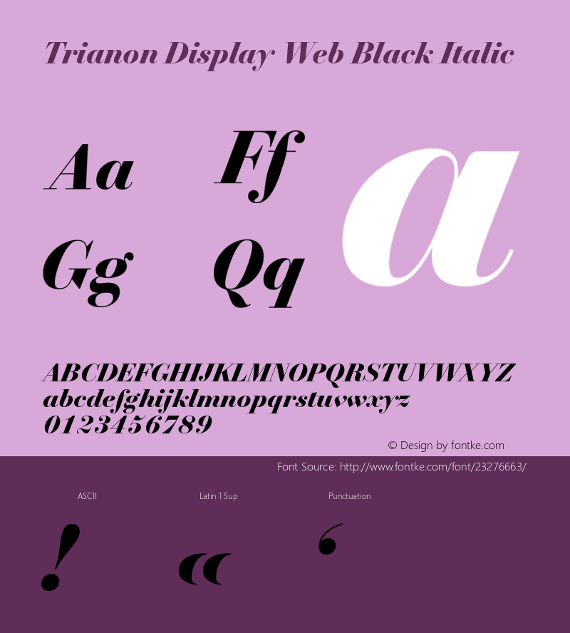 Trianon Display Black Italic Version 1.202;PS 1.202;hotconv 1.0.72;makeotf.lib2.5.5900; ttfautohint (v1.3.34-f4db) Font Sample