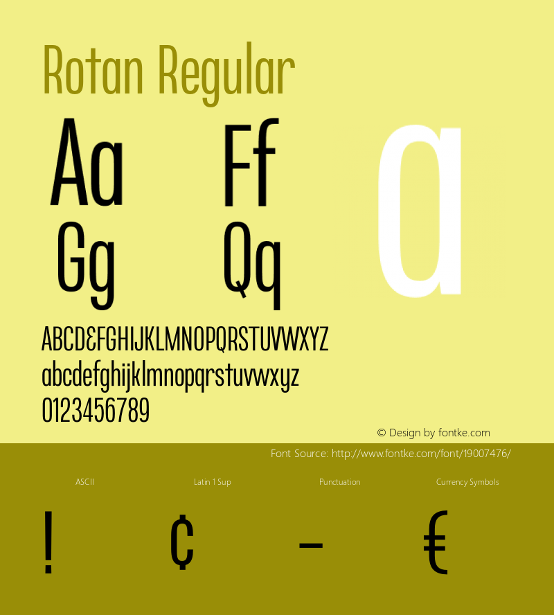 Rotan Regular Version 1.000;PS 001.000;hotconv 1.0.88;makeotf.lib2.5.64775 Font Sample