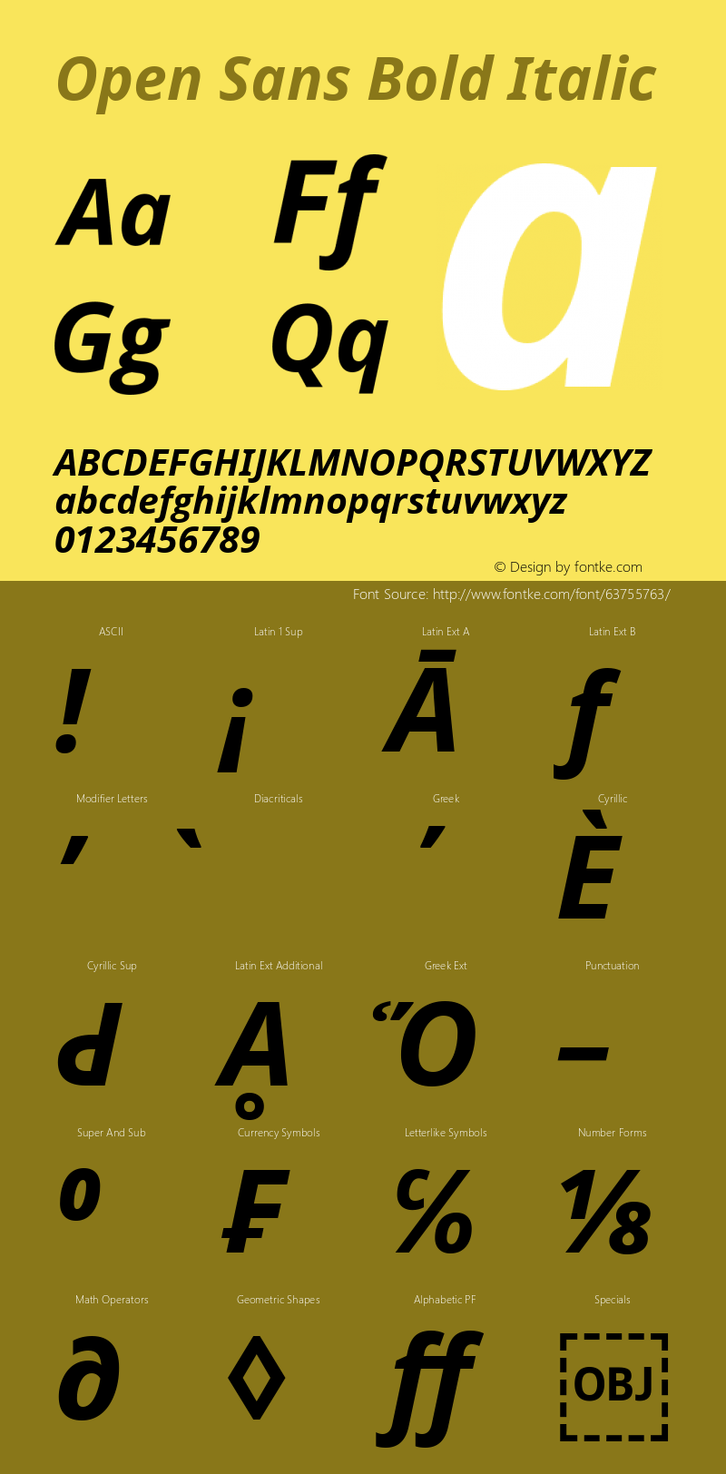 Open Sans Bold Italic Version 1.00 Font Sample