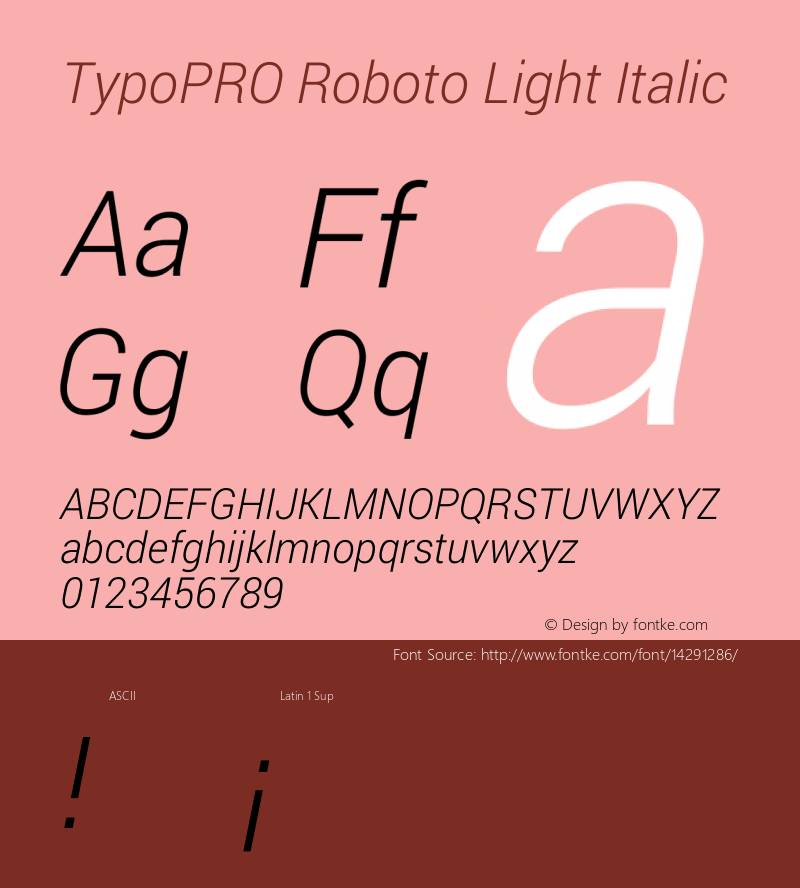 TypoPRO Roboto Light Italic Version 1.200310; 2013 Font Sample