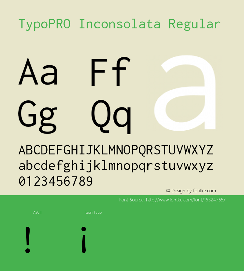 TypoPRO Inconsolata Regular Version 1.016 Font Sample