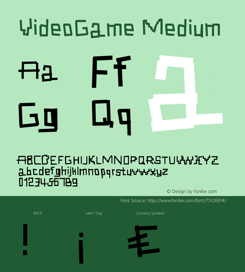 VideoGame Version 001.000 Font Sample