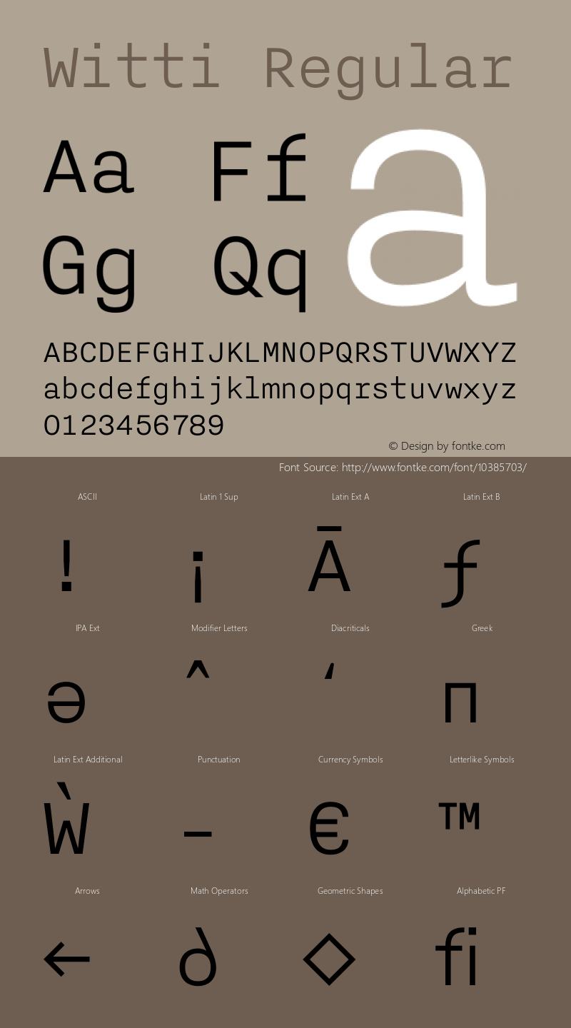 Witti Regular Version 1.000;PS 001.001;hotconv 1.0.56 Font Sample