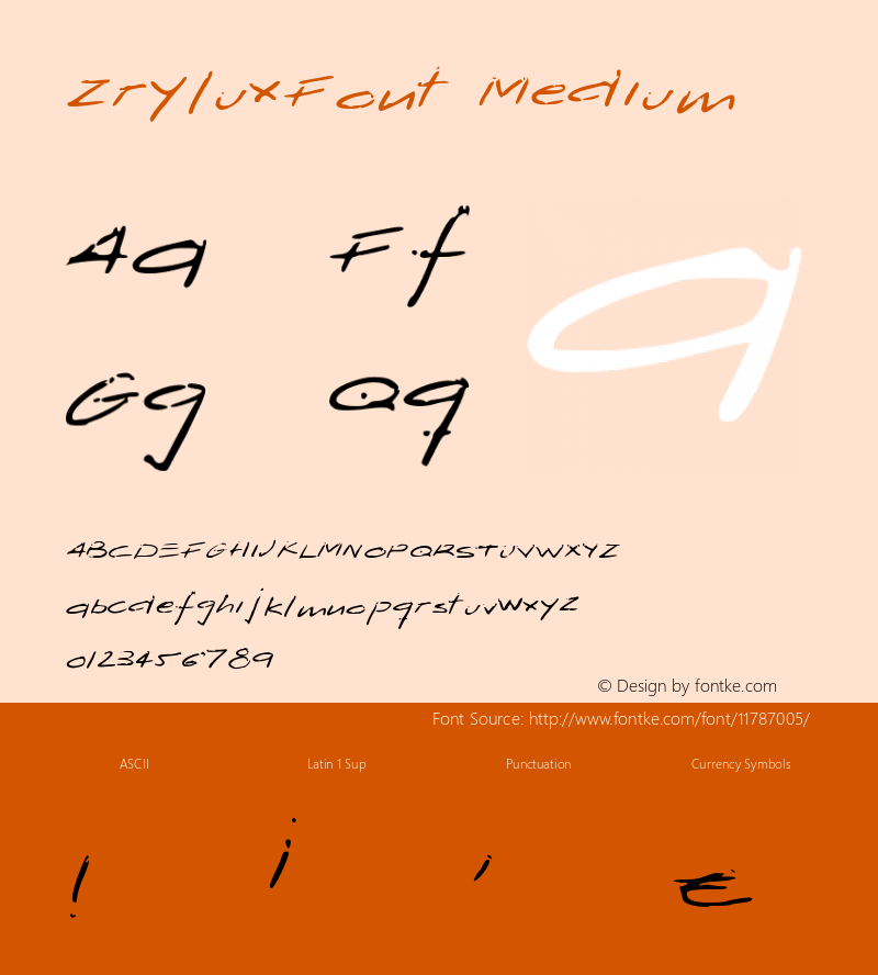 ZryluxFont Medium Version 001.000 Font Sample