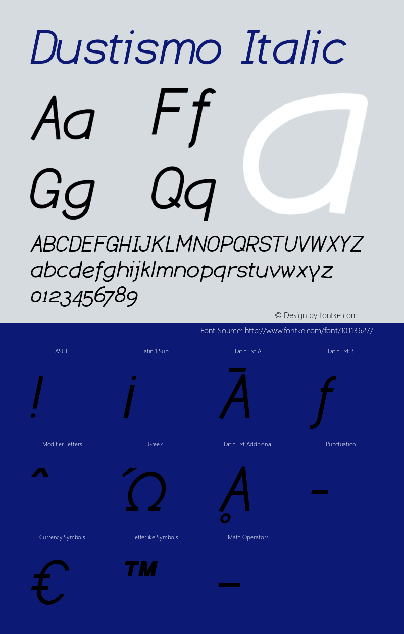 Dustismo Italic Version 1.06 2003 Font Sample