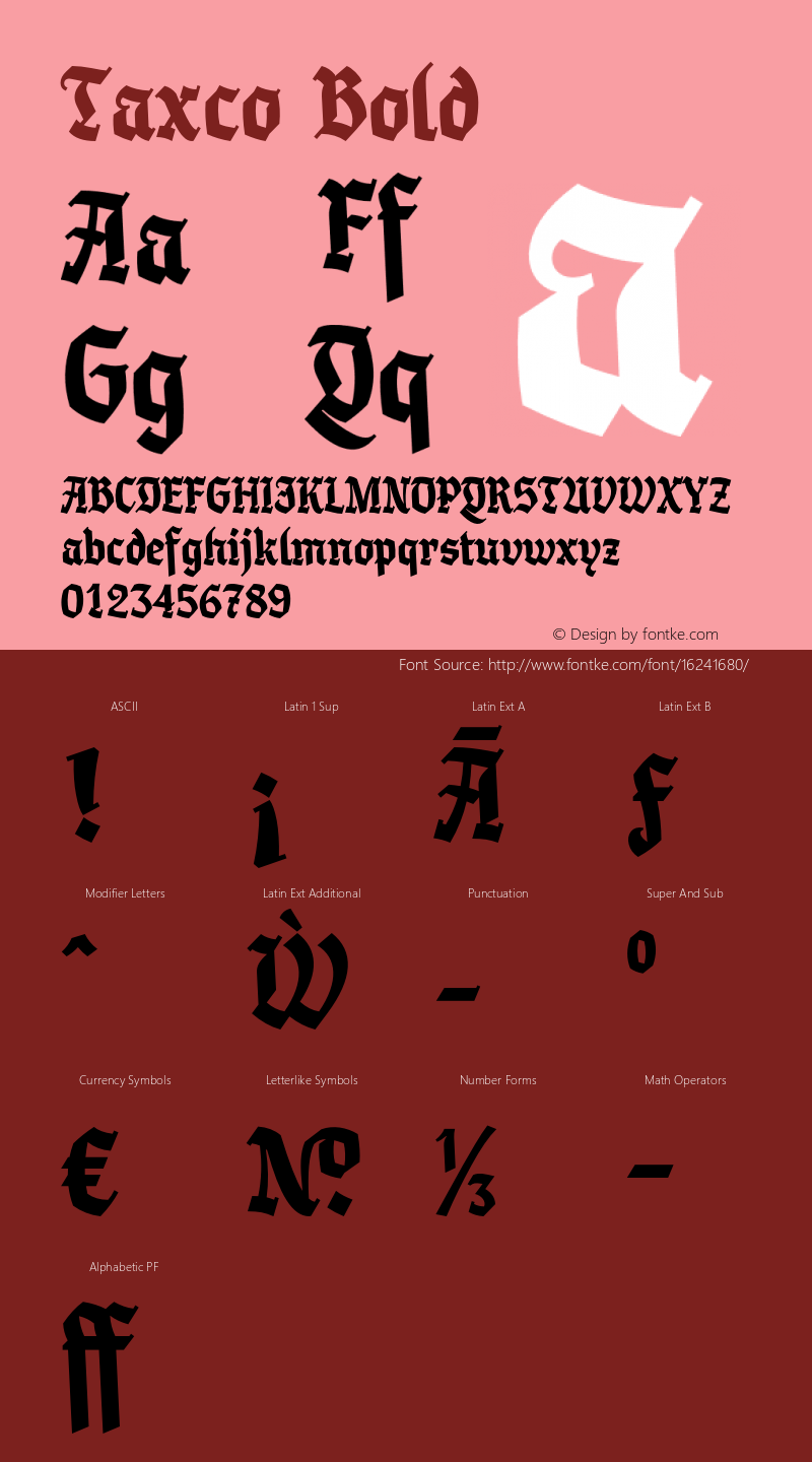 Taxco Bold 1.000 Font Sample