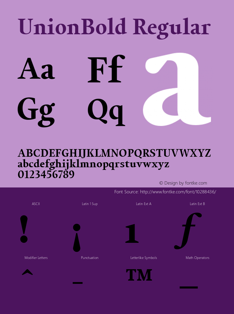 UnionBold Regular Macromedia Fontographer 4.1.5 04/06/2002 Font Sample