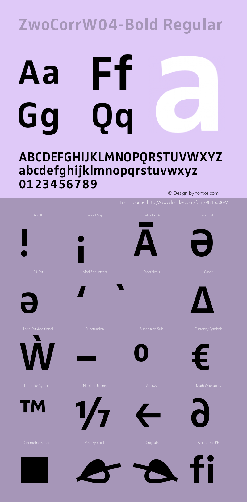 Zwo Corr W04 Bold Version 7.504 Font Sample