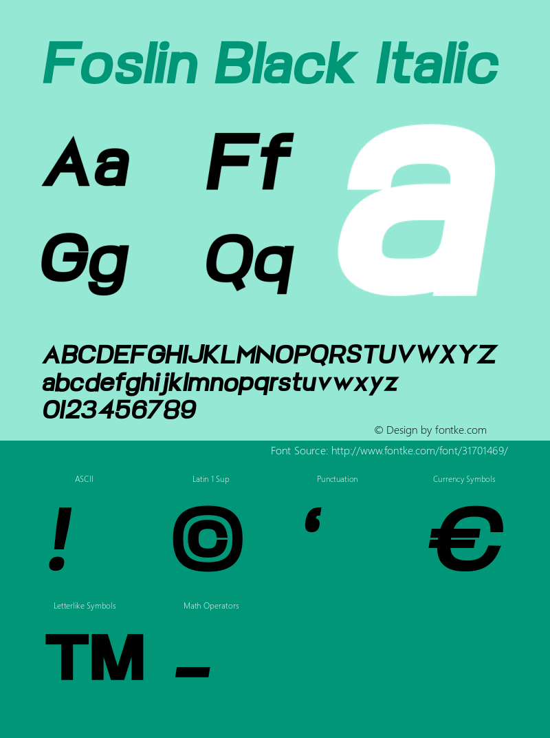 Foslin Black Italic Version 1.000;PS 001.000;hotconv 1.0.88;makeotf.lib2.5.64775 Font Sample