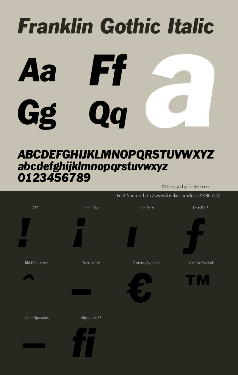 Franklin Gothic Italic Version 003.001 Font Sample