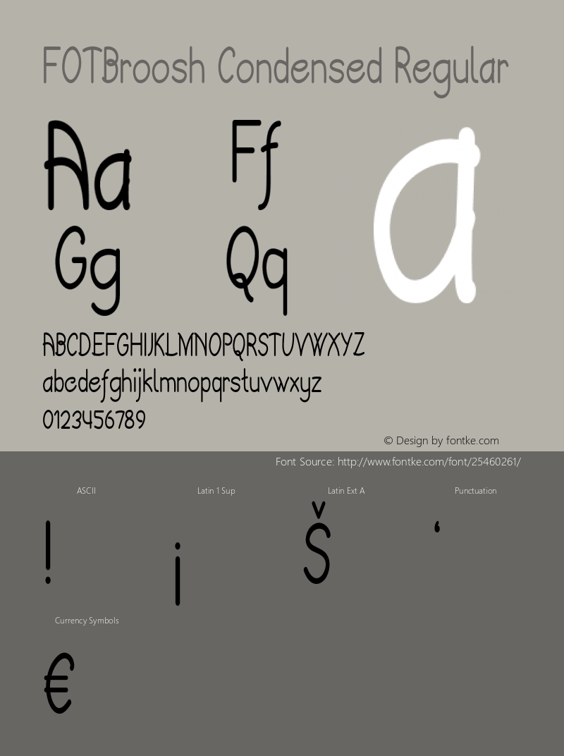 FOTBroosh-CondensedRegular Version 1.000 Font Sample