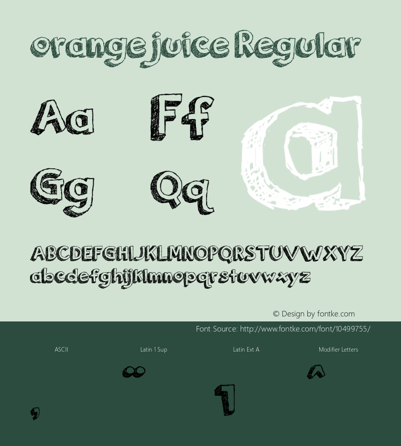 orange juice Regular Version 1.000 Font Sample