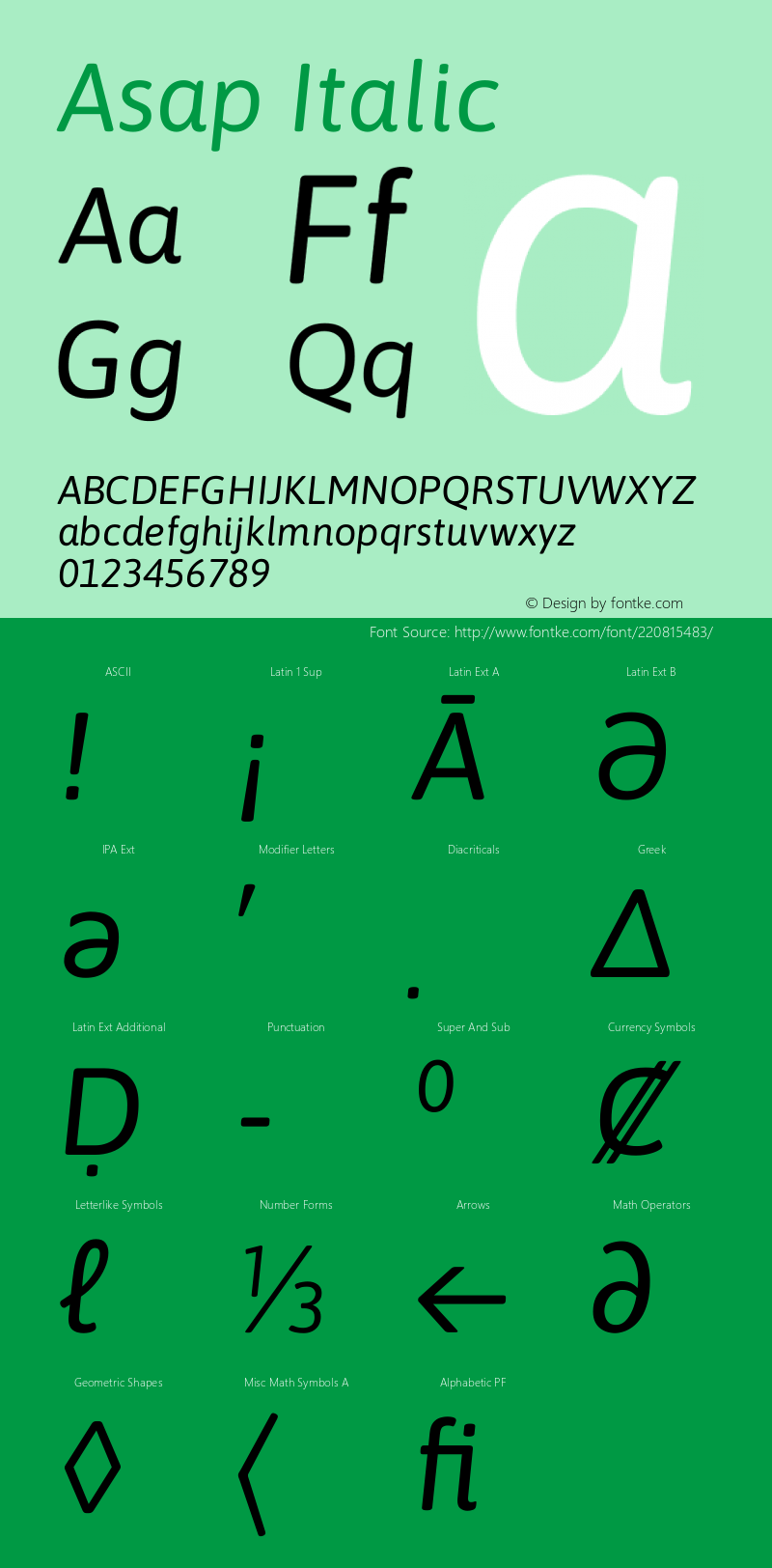 Asap Italic Version 3.001图片样张