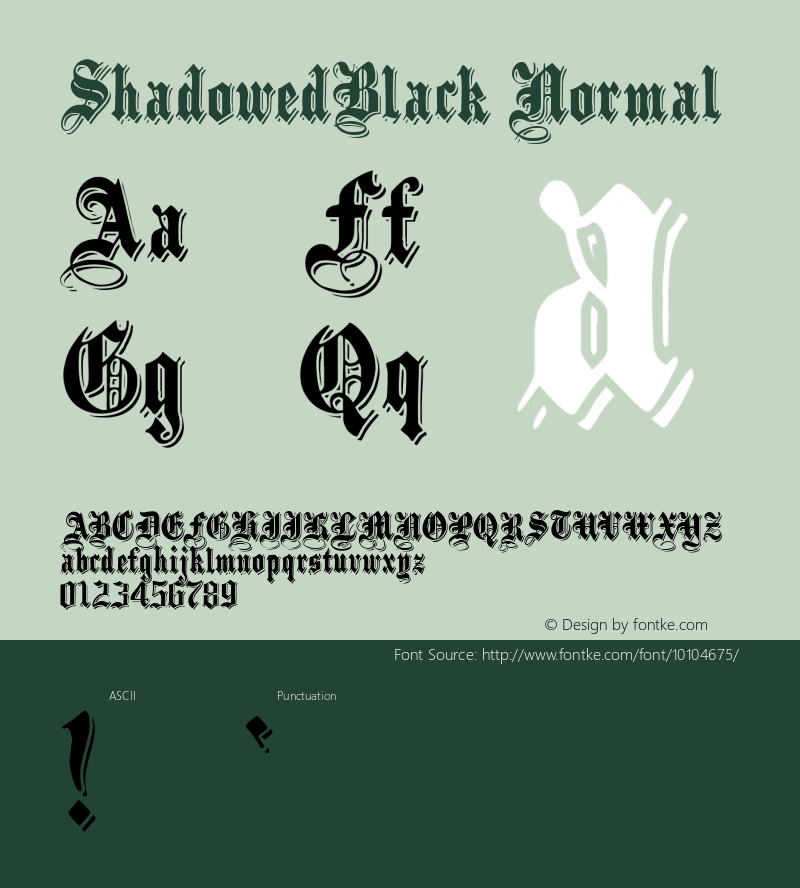 ShadowedBlack Normal 1.000 Font Sample
