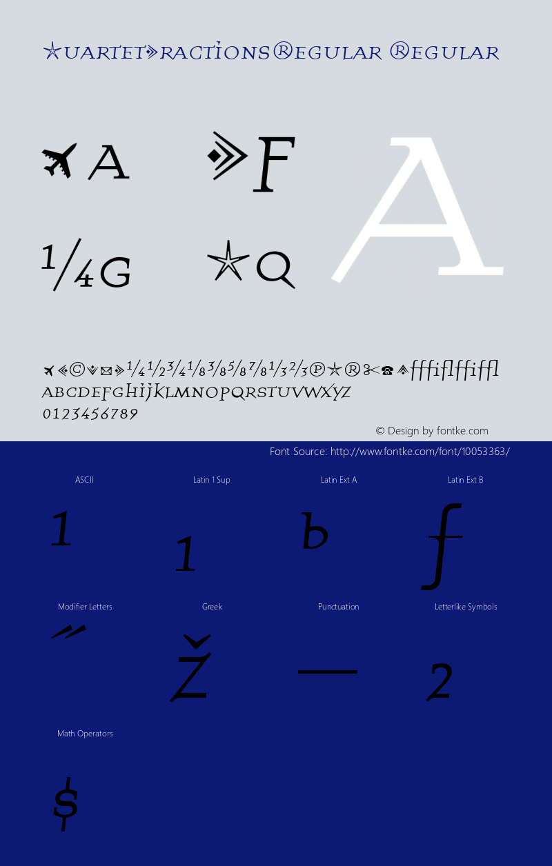 QuartetFractionsRegular Regular Altsys Fontographer 3.5  4/1/93 Font Sample