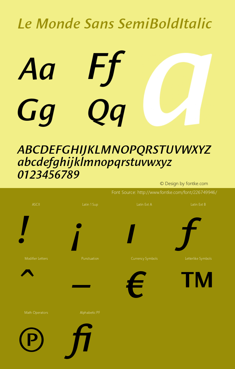 Le Monde Sans SemiBold Italic Version 001.000图片样张