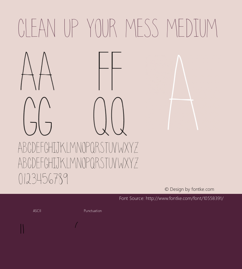 clean up your mess Medium Version 001.000 Font Sample