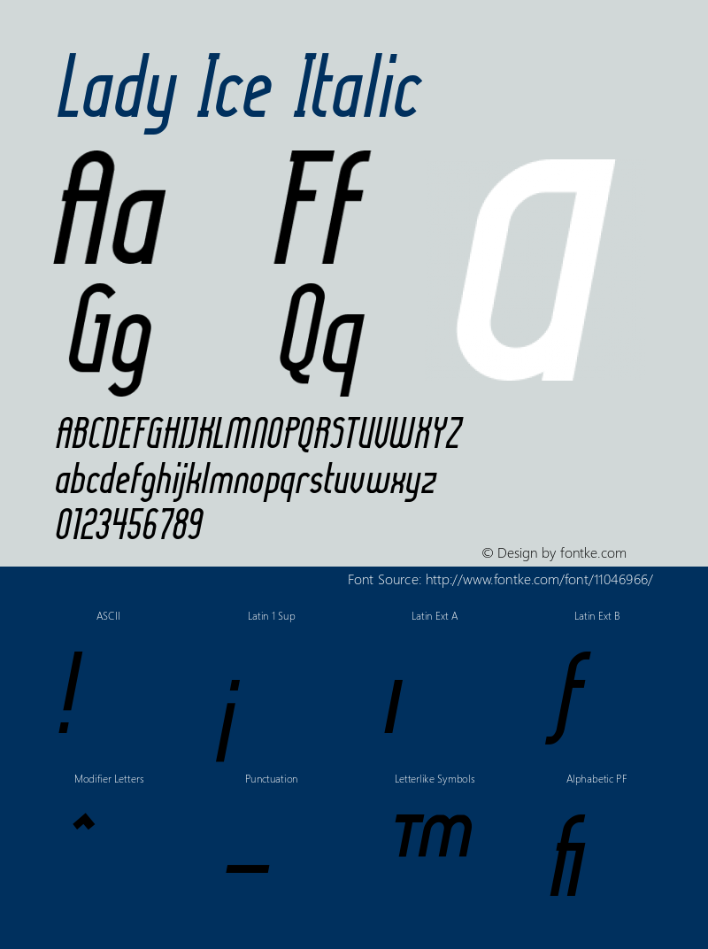 Lady Ice Italic Version 001.000 Font Sample