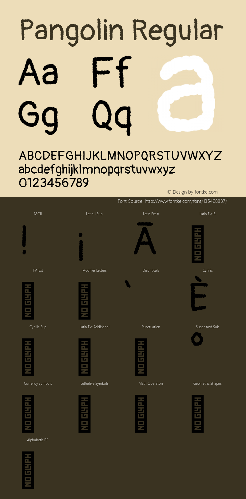 Pangolin Regular Version 1.100 Font Sample