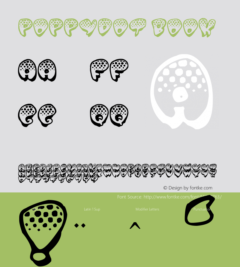 Poppydot Book Version 1.00 July 25, 2010, Font Sample