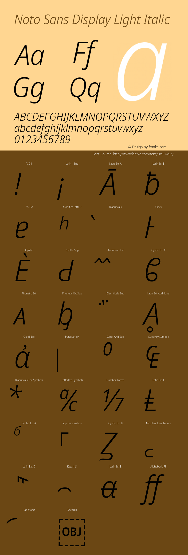 Noto Sans Display Light Italic Version 1.901 Font Sample