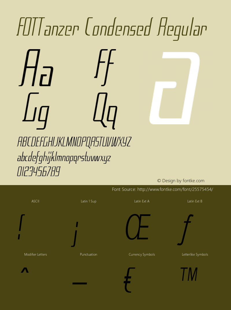 FOTTanzer-CondensedRegular Version 1.000 Font Sample