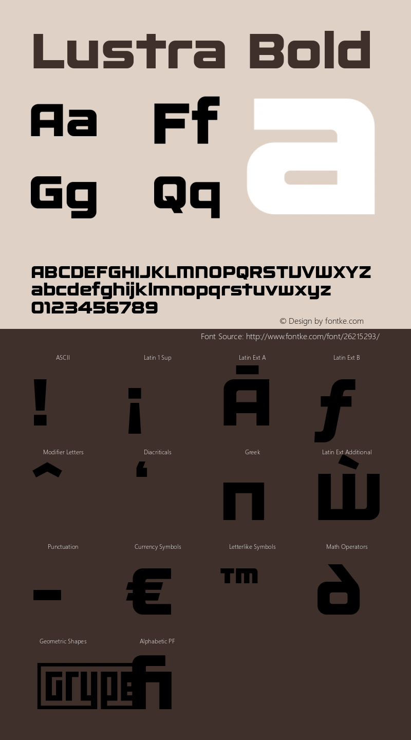 Lustra Bold Version 1.000 Font Sample