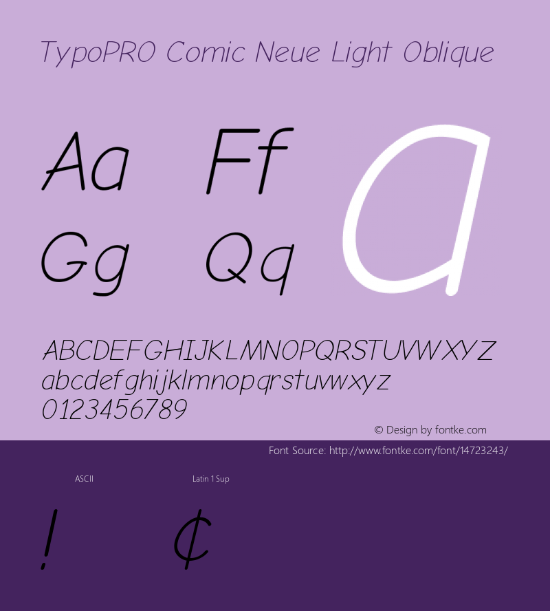 TypoPRO Comic Neue Light Oblique Version 1.000 Font Sample