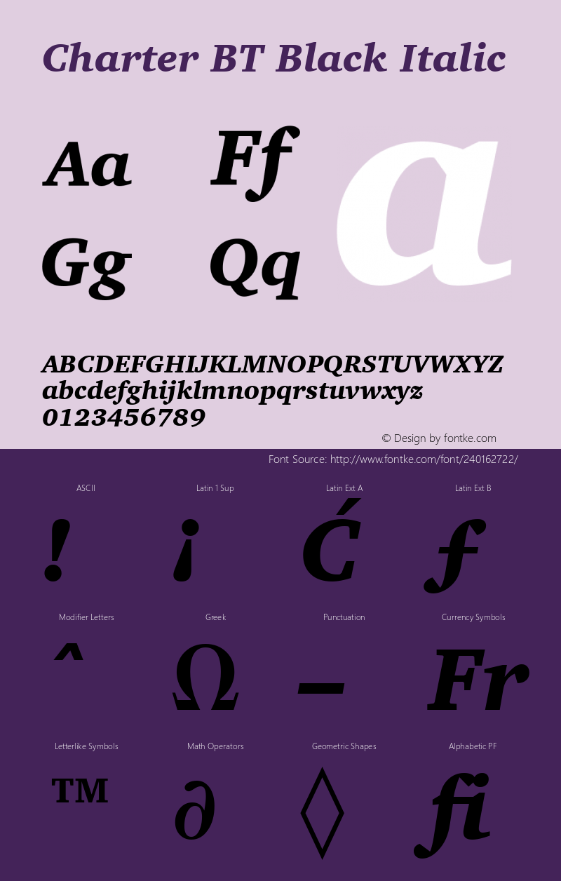 Charter BT Black Italic Version 1.01 emb4-OT图片样张