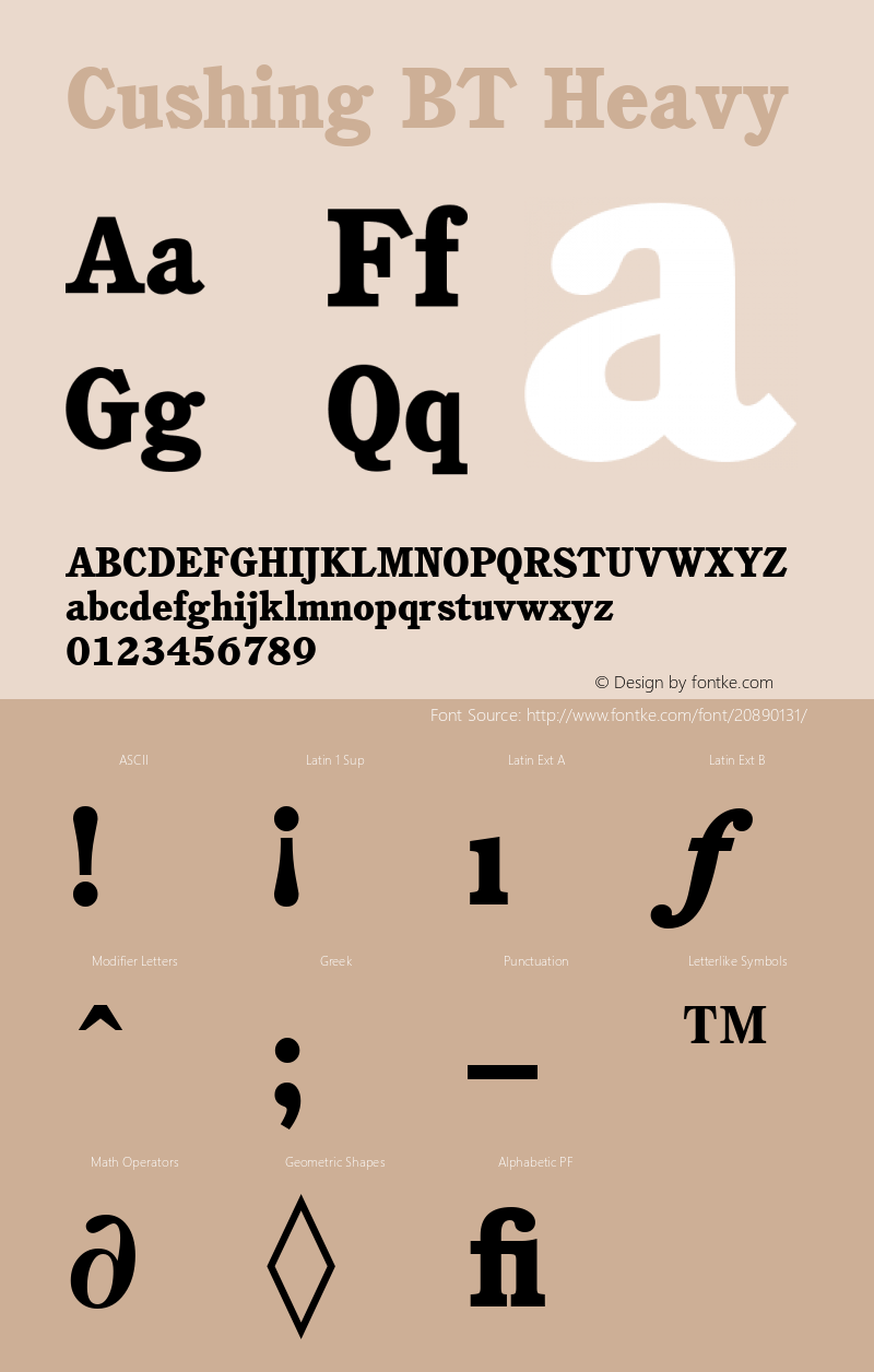 Cushing Heavy BT spoyal2tt v1.34 Font Sample