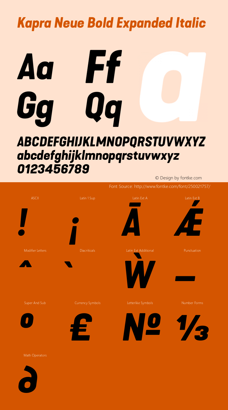 Kapra Neue Bold Expanded Italic Version 1.000;PS 001.000;hotconv 1.0.88;makeotf.lib2.5.64775图片样张