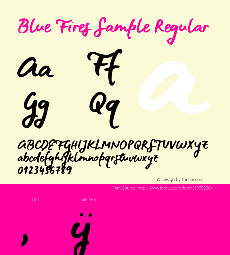 BlueFiresSample Version 1.000 2017 initial release Font Sample