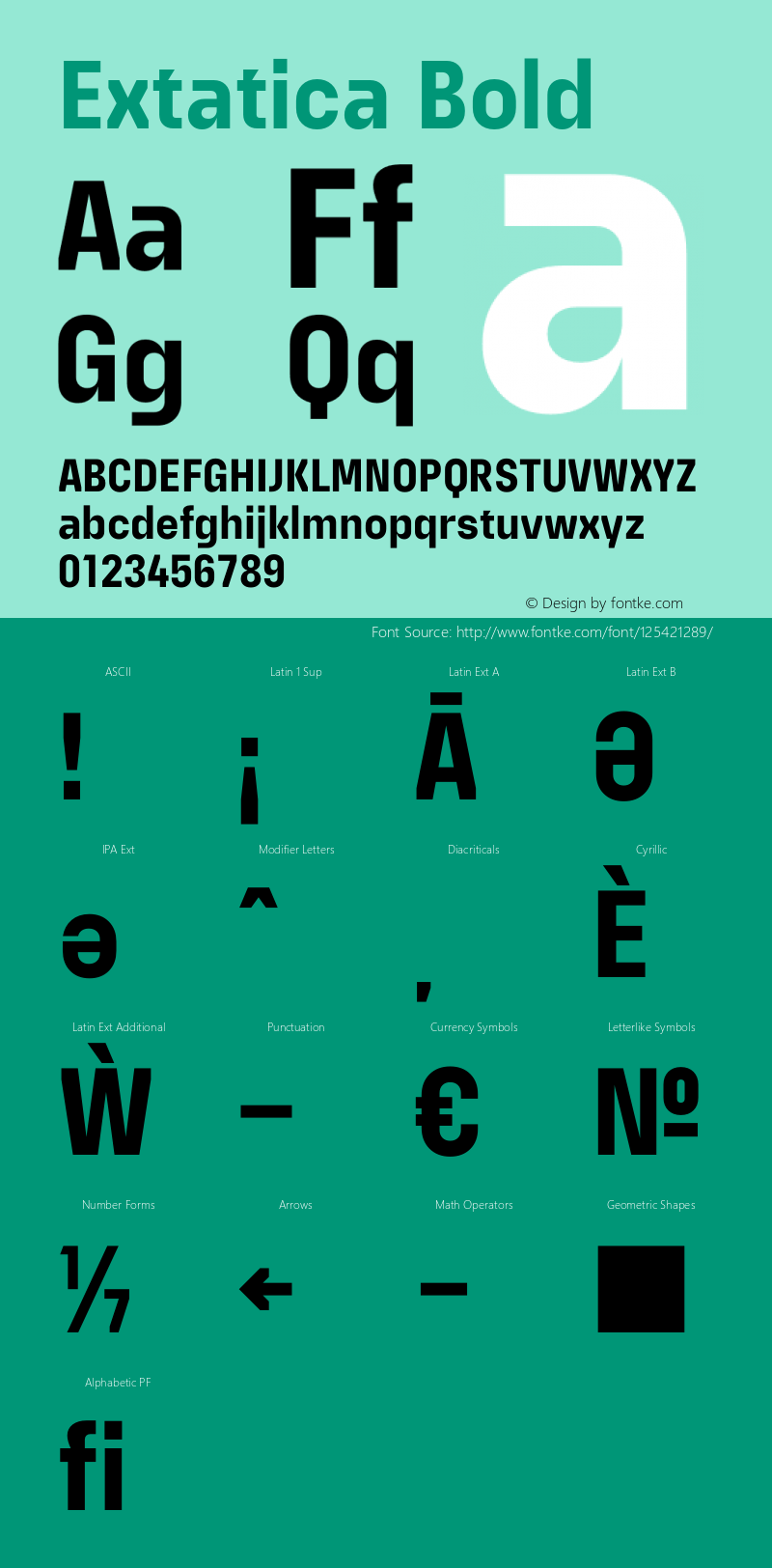 Extatica-Bold Version 1.000; ttfautohint (v0.97) -l 8 -r 50 -G 200 -x 14 -f dflt -w G Font Sample