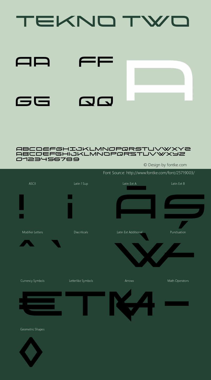 Tekno Two Version 1.0 | wf-rip by RD Font Sample