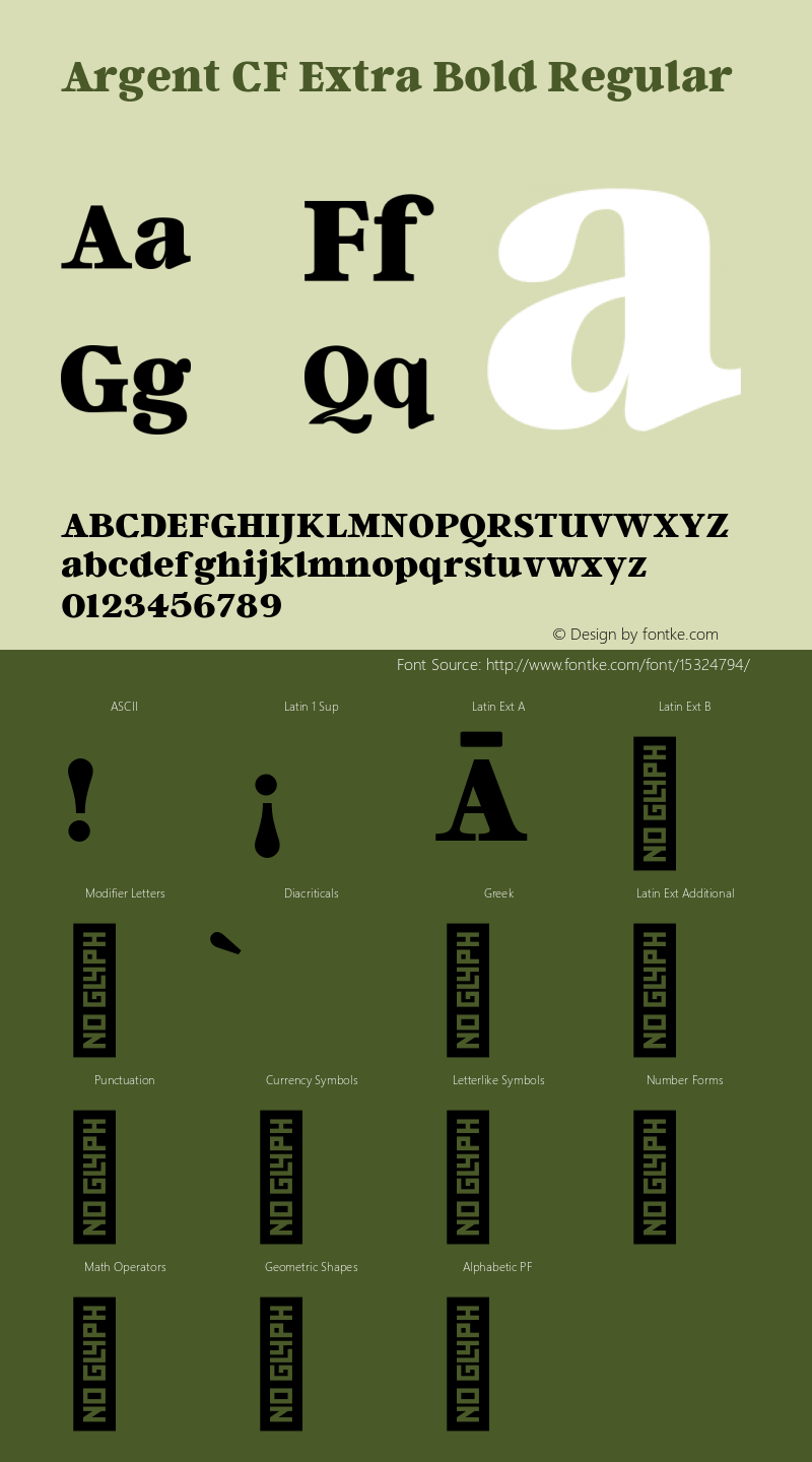 Argent CF Extra Bold Regular Version 1.000 Font Sample