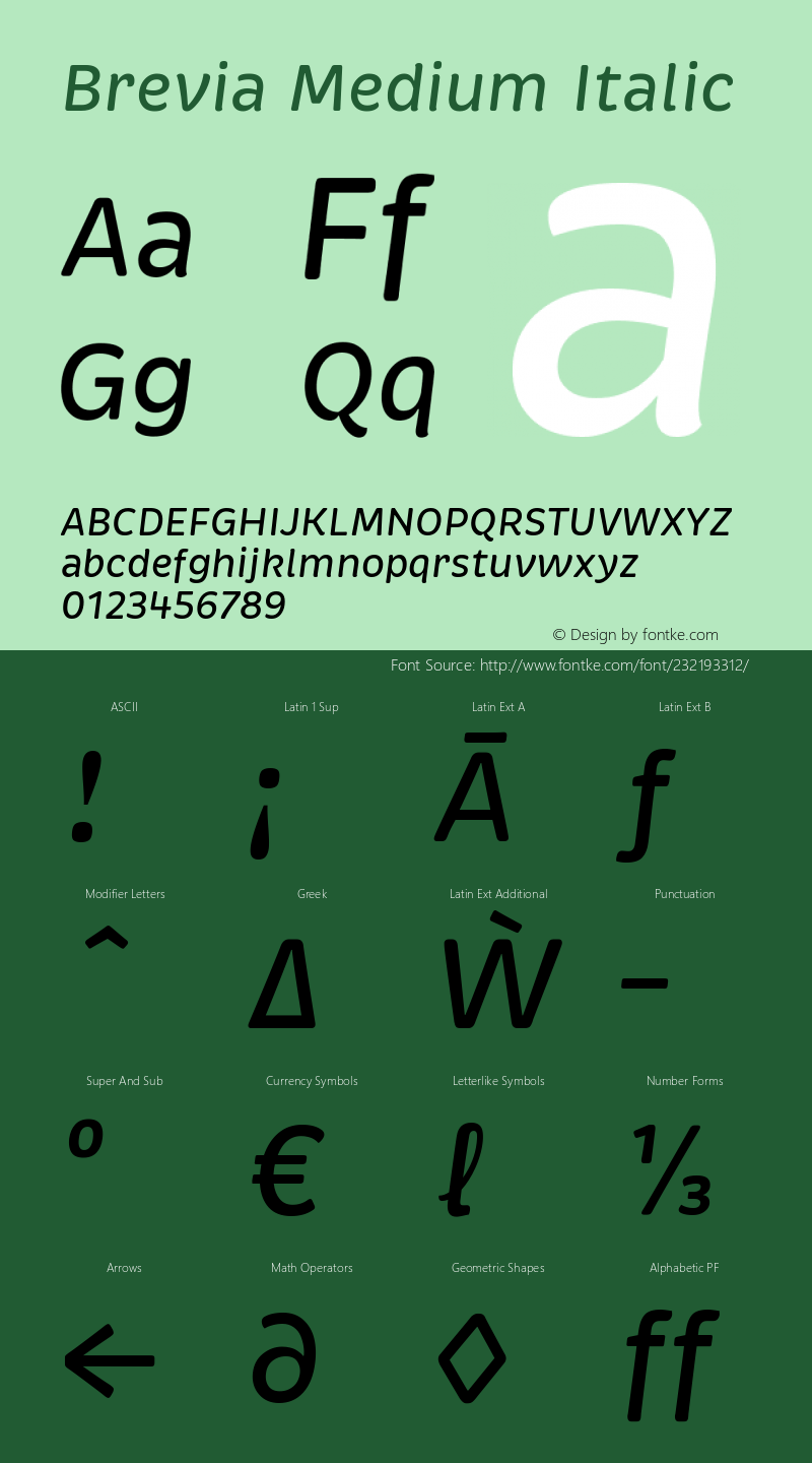 Brevia-MediumItalic Version 001.001; August 24, 2022图片样张