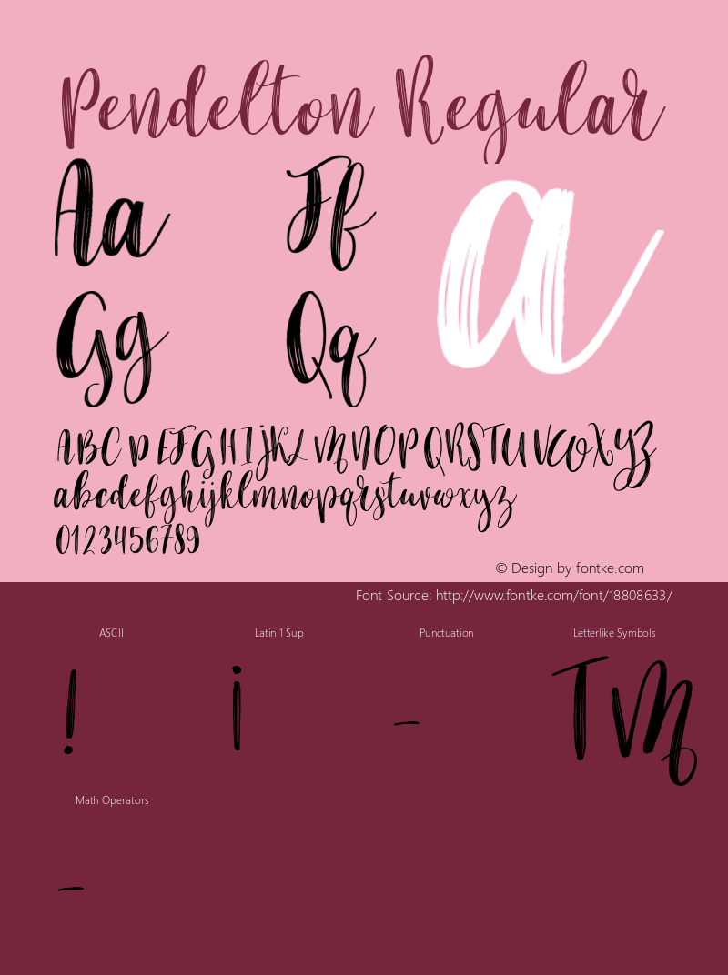 Pendelton Regular Version 1.000 Font Sample