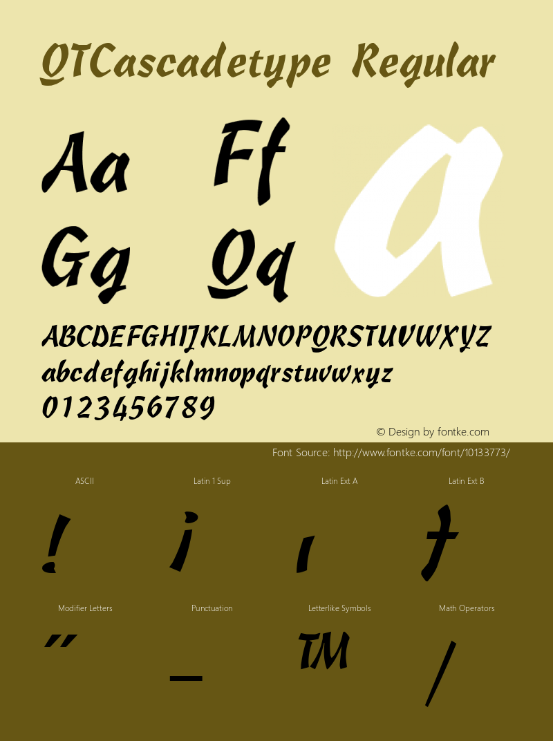 QTCascadetype Regular QualiType TrueType font  9/18/92 Font Sample