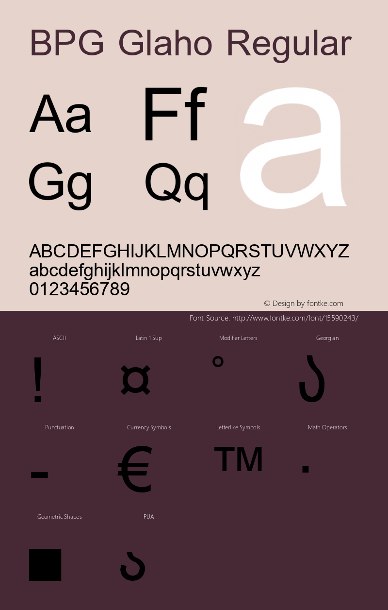 BPG Glaho Regular Version 7.001 2005 Font Sample