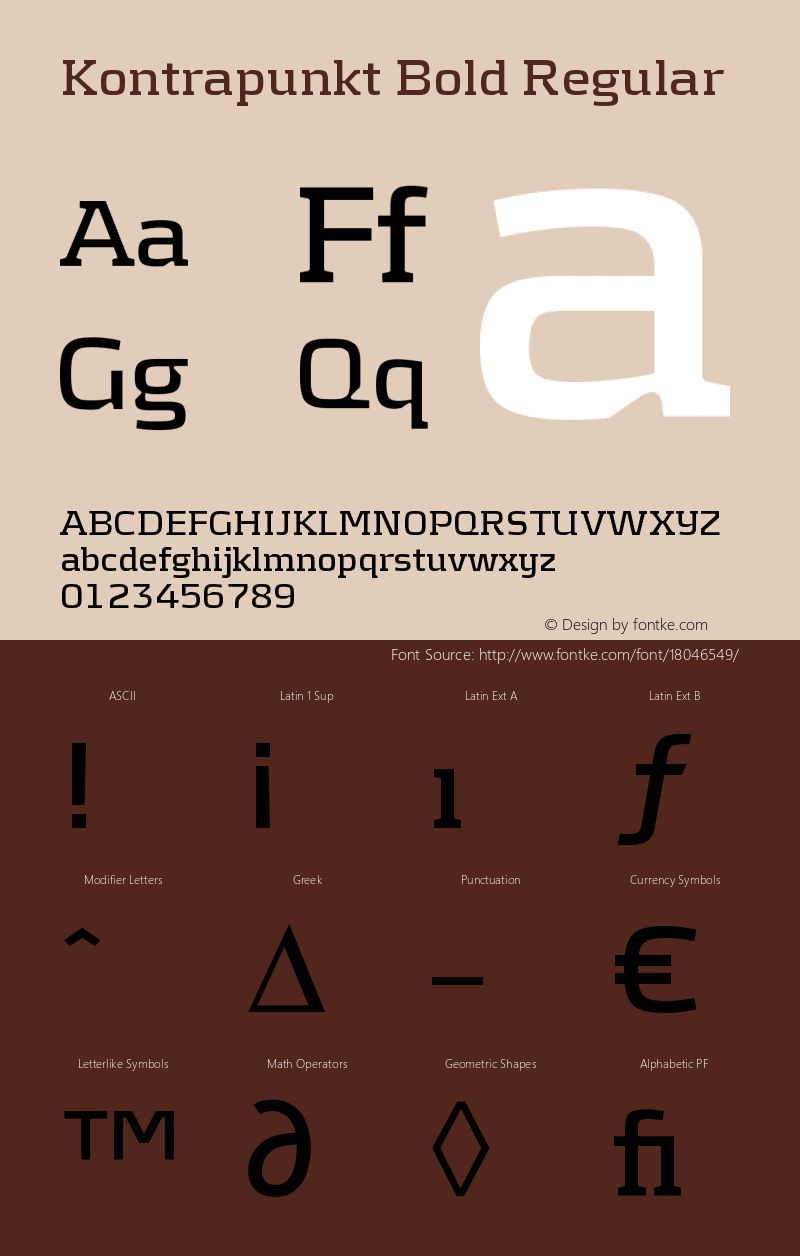 Kontrapunkt Bold Regular Version 001.000 Font Sample