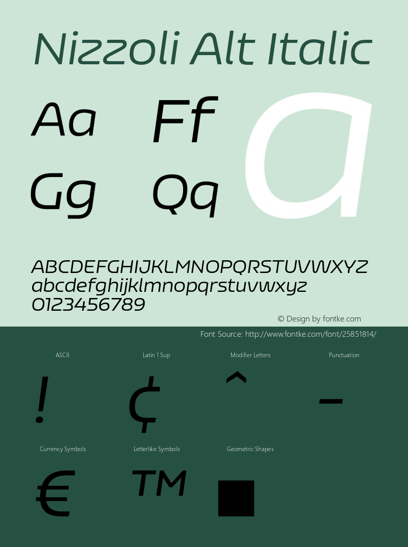 NizzoliAlt-Italic Version 1.000;PS 001.000;hotconv 1.0.88;makeotf.lib2.5.64775 Font Sample