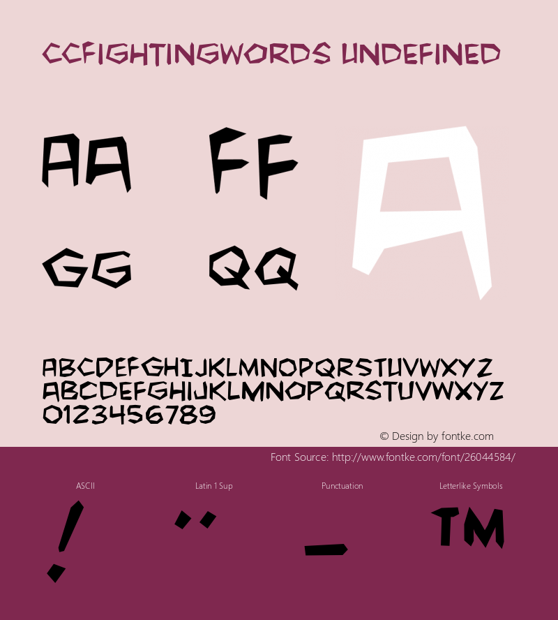 CCFightingWords Version 1.000 2006 initial release Font Sample