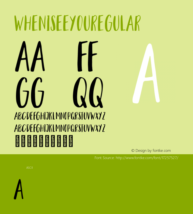 Wheniseeyou Regular Version 1.000 Font Sample