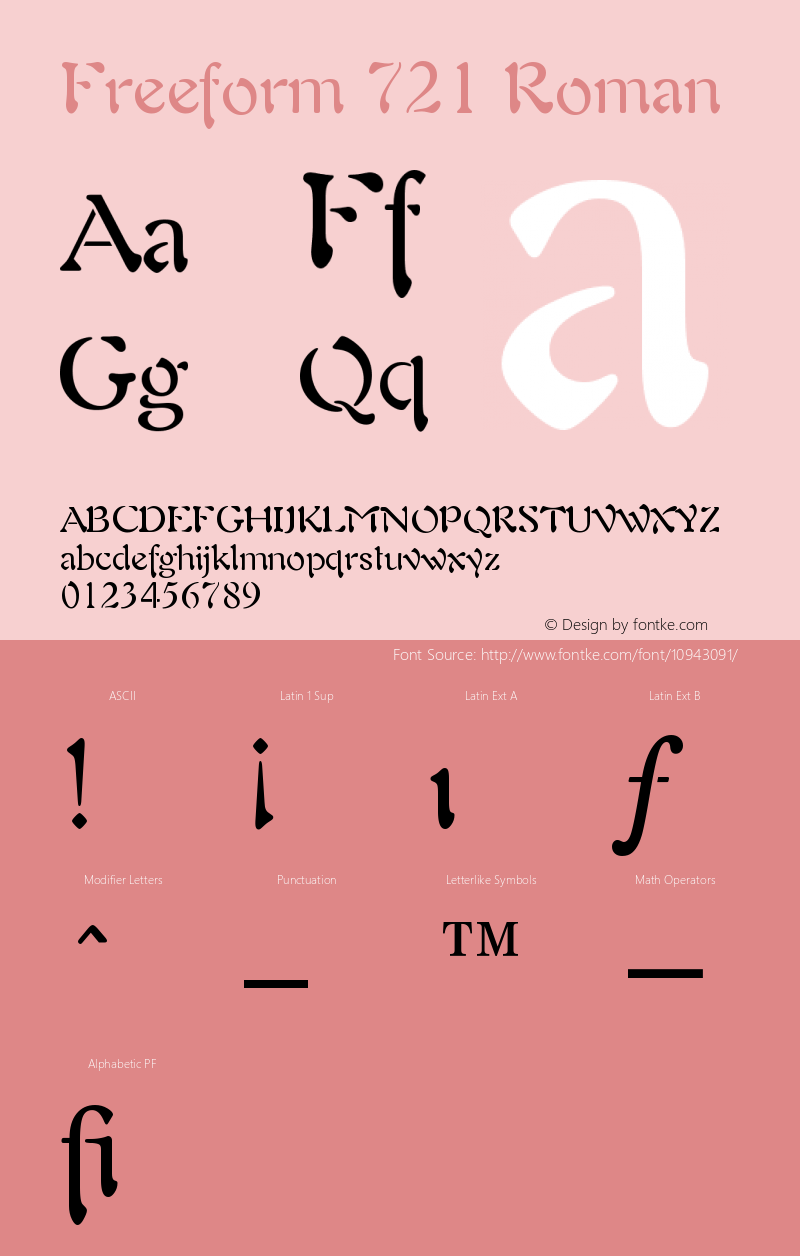 Freeform 721 Roman Version 003.001 Font Sample